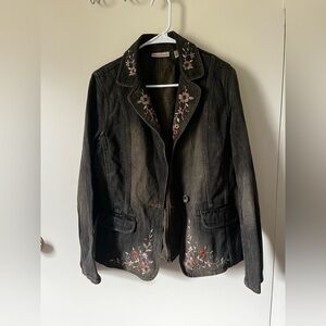 Apostrophe Brown Floral Embroidered Blazer